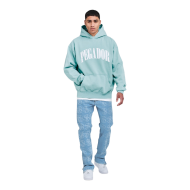 Pegador Herren Hoodie Cali Oversized washed turquoise white