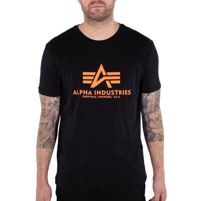 Alpha Industries Herren T-Shirt Basic Logo Reflective Print black/refl.oran