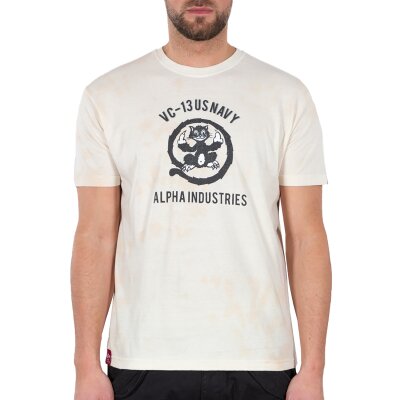 Alpha Industries Herren T-Shirt USN Cat vintage white/black