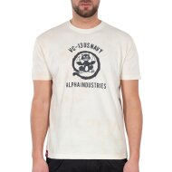 Alpha Industries Herren T-Shirt USN Cat vintage white/black