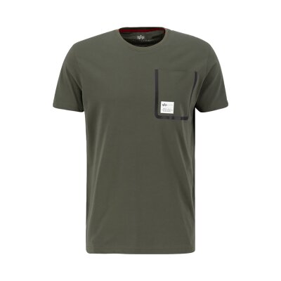Alpha Industries Herren T-Shirt Label Pocket dark olive