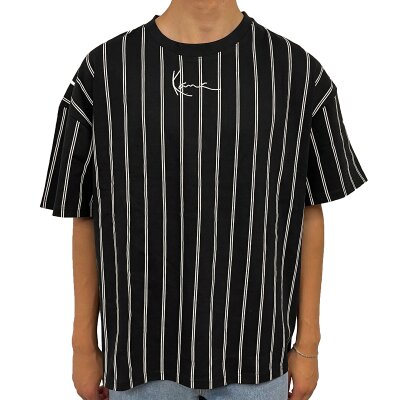 Karl Kani Herren T-Shirt Small Signature Boxy Heavy Jersey Pinstripe black/white