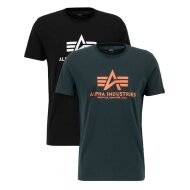 Alpha Industries Herren T-Shirt Basic 2 Pack black/dark petrol