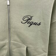 PEQUS Damen Cropped Zip Hoodie Handwritten Logo dust grey