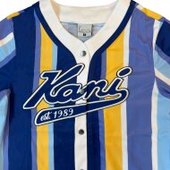 Karl Kani Herren Varsity Stripes Baseball Shirt navylillac/yellow