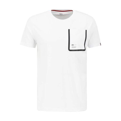 Alpha Industries Herren T-Shirt Label Pocket white