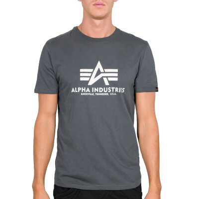 Alpha Industries Herren T-Shirt Basic Logo greyblack M