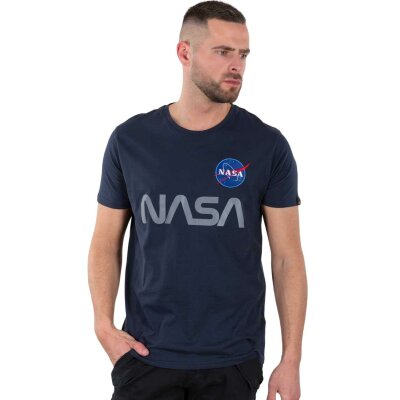 Alpha Industries Herren T-Shirt NASA Reflective rep. blue XL