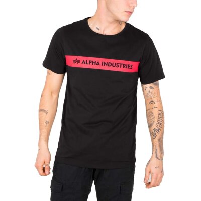 Alpha Industries Herren T-Shirt Red Stripe black