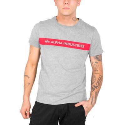 Alpha Industries Herren T-Shirt Red Stripe grey heather