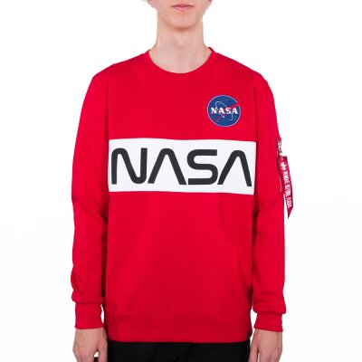Alpha Industries Herren Sweater NASA Inlay speed red L