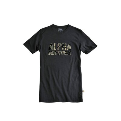 Alpha Industries Herren T-Shirt Camo Print black/woodland