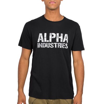 Alpha Industries Herren T-Shirt Camo Print black/white