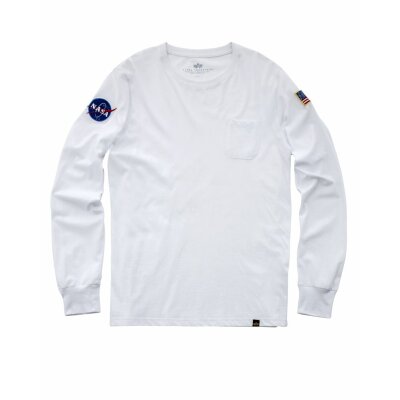 Alpha Industries Herren Longsleeve T-Shirt NASA weiß