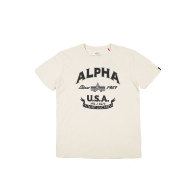 Alpha Industries Herren T-Shirt Alpha FJ vintage white