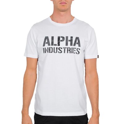 Alpha Industries Herren T-Shirt Camo Print T weiß
