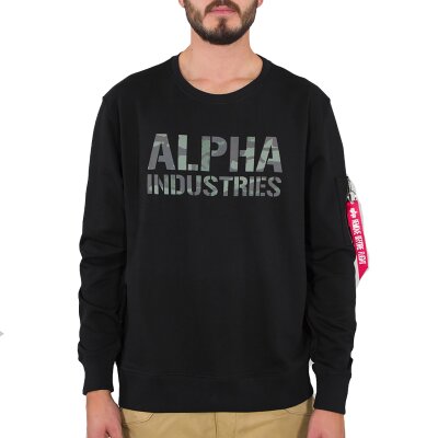 Alpha Industries Herren Sweater Camo Print black/woodland M