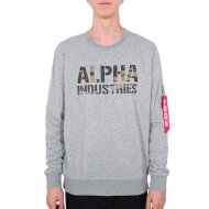 Alpha Industries Herren Sweater Camo Print grey...