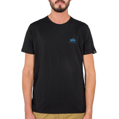 Alpha Industries Herren T-Shirt Basic Small Logo black/blue