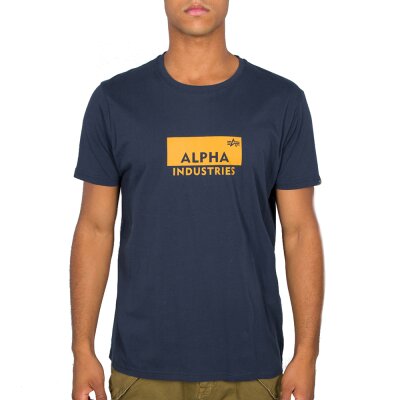 Alpha Industries Herren T-Shirt Box Logo new navy