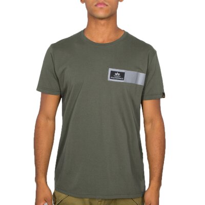 Alpha Industries Herren T-Shirt Reflective Stripes dark olive