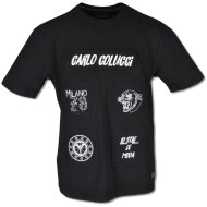 Carlo Colucci Herren T-Shirt mit 3D-Stickereien schwarz