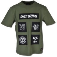 Carlo Colucci Herren T-Shirt mit 3D-Stickereien khaki