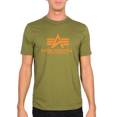 Alpha Industries Herren T-Shirt Basic Logo khaki green