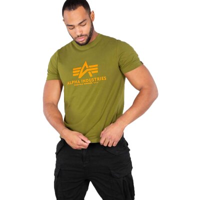 Alpha Industries Herren T-Shirt Basic Logo khaki green S